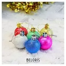 Набор шаров пластик D-4 см, 6 шт "Серена"