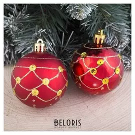 Набор шаров пластик D-5,5 см, 6 шт "Ариадна" красный