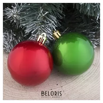 Набор шаров пластик D-5,5 см, 16 шт "Глянец" красный и зелёный