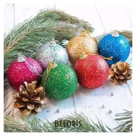 Набор шаров пластик D-5,5 см, 6 шт "Сказочный блеск"