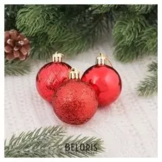 Набор шаров пластик D-5 см, 12 шт "Анданте" красный