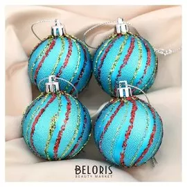 Набор шаров пластик D-5 см, 4 шт "Каролин" голубой