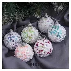 Набор шаров пластик D-5 см, 6 шт "Конфетти в снегу"