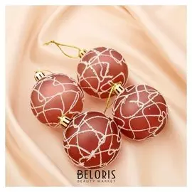 Набор шаров пластик D-6 см, 4 шт "Сказка" бордовый