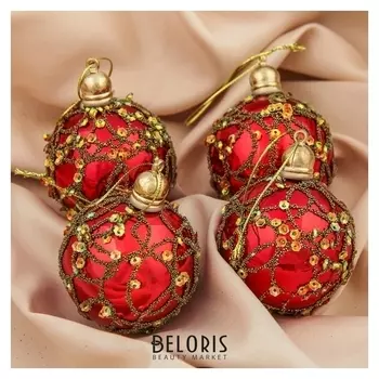 Набор шаров пластик D-6 см, 4 шт "Кимоун" красный