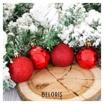 Набор шаров пластик D-6 см, 4 шт "Алькор" бордовый