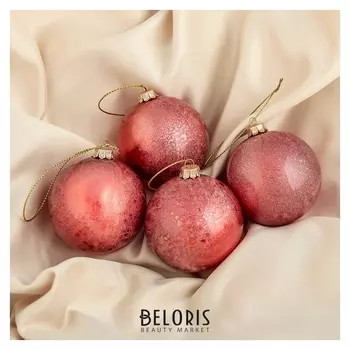 Набор шаров пластик D-6 см, 4 шт "Венера" красный