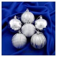 Набор шаров пластик D-6 см, 6 шт "Диско" серебристый