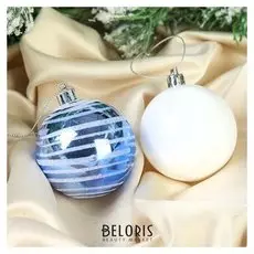 Набор шаров пластик D-6 см, 6 шт "Юпитер" бело-синий