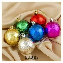 Набор шаров пластик D-6 см, 6 шт "Снеговичёк"