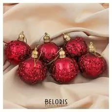 Набор шаров пластик D-6 см, 6 шт "Танис" бордовый