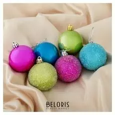 Набор шаров пластик D-6 см, 6 шт "Радужный мороз"