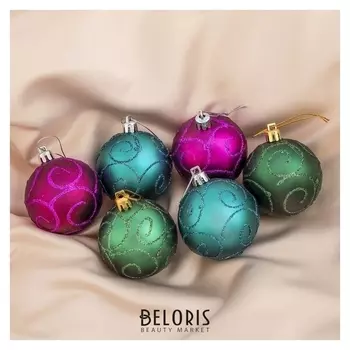 Набор шаров пластик D-6 см, 6 шт "Ажурные завитки"