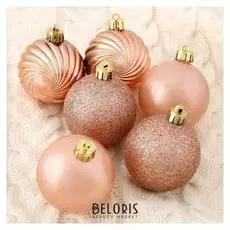 Набор шаров пластик D-6 см, 8 шт "Империя" розовый