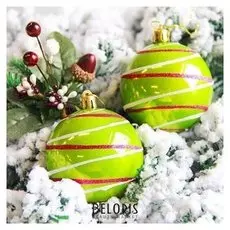 Набор шаров пластик D-7 см, 6 шт "Орион" зелёный