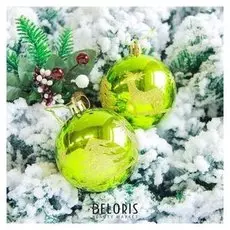 Набор шаров пластик D-7 см, 6 шт "Гордый олень" зелёный