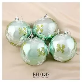 Набор шаров пластик D-8 см, 4 шт "Фьеро" зелёный