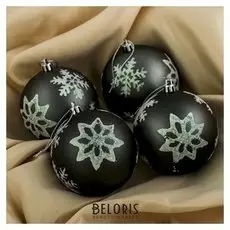 Набор шаров пластик D-8 см, 4 шт "Ночка" снежинка