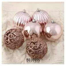 Набор шаров пластик D-8 см, 8 шт "Ажур" розовый