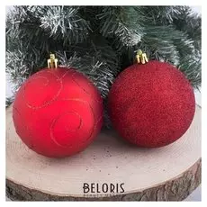 Набор шаров пластик D-9,5 см, 3 шт "Виньярес" красный