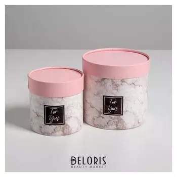 Набор шляпных коробок 2 в 1 «Мрамор», 12 х 12, 15 х 15 см