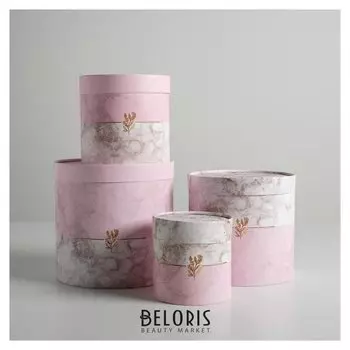 Набор шляпных коробок 4 в 1 «Мрамор», 12 х 12 - 20 х 20 см