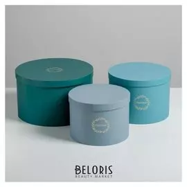 Набор шляпных коробок для цветов 3 в 1 «Бирюза», 18 × 13 см - 25 × 15 см