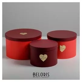 Набор шляпных коробок для цветов 3 в 1 «Красный», 18 × 13 см - 25 × 15 см