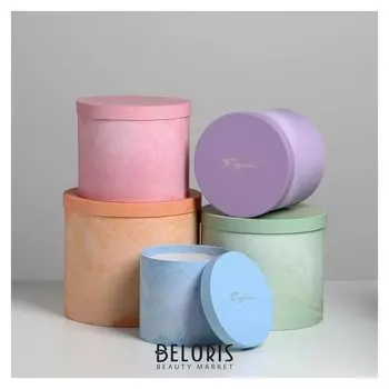 Набор шляпных коробок для цветов 5 в 1 «Мрамор», 14 × 13 см - 22 × 19,5 см