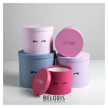 Набор шляпных коробок для цветов 5 в 1 «Глазки», 14 × 13 см - 22 × 19,5 см