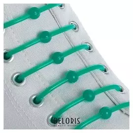 Набор шнурков для обуви «Шар», 6 шт, силиконовые, круглые, D = 15 мм, 6,5 см, цвет зелёный