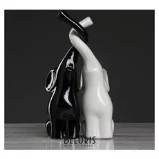 Набор статуэток "Слоны инь-янь № 2", глазурь, бело-чёрный