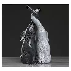 Набор статуэток "Слоны инь-янь", кракелюр, бело-серый