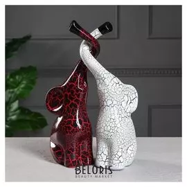 Набор статуэток "Слоны инь-янь", кракелюр, красно-белый, 33 см