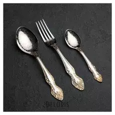 Набор столовых приборов «Тройка», 18 предметов, толщина 2 мм, художественная роспись по нитрид-титановому покрытию