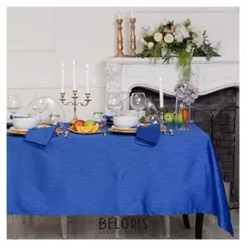 Набор столовый "Этель" абстракция цв.синий(Скат140*180,салф 40*40-6шт), 100% хл, жаккард