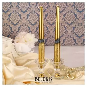 Набор свечей античных, 2,3х 24,5 см, 2 штуки, позолоченный-блэк