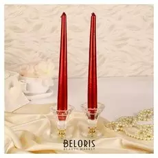 Набор свечей античных, 2,3х 24,5 см, 2 штуки, бордо металлик