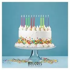 Набор свечей для торта "С днём рождения" с цветным пламенем, 12 штук