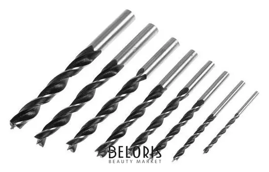 Набор сверл по дереву Tundra, цилиндрический хвостовик, 3-4-5-6-7-8-9-10 мм, 8 шт.
