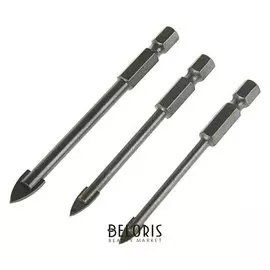 Набор сверл по стеклу и керамограниту Hardax, 5, 6, 8 мм