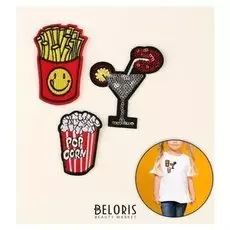 Набор термоаппликаций «Коктейль, попкорн, картофель», 3 шт