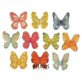 Набор украшений на скотче "Бабочки" глиттер, 10 шт., 10 х 10 см