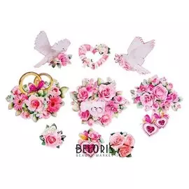 Набор украшений на скотче "Свадьба" глиттер, 9 шт.