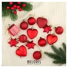 Набор украшений пластик 24 шт "Грация" красный