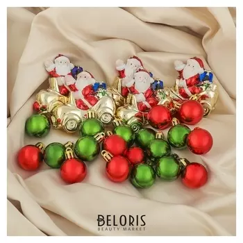 Набор украшений пластик 25 шт "Дед мороз" (20 шаров, 5 Дед морозов)