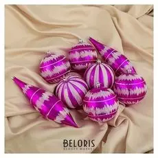 Набор украшений пластик 8 шт "Гигант" (6 шаров, 2 сосульки) малиновый