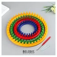 Набор устройств для вязания "Лум", 4 шт. D=14 см, 19 см, 24 см, 30 см, крючок и игла в комплекте