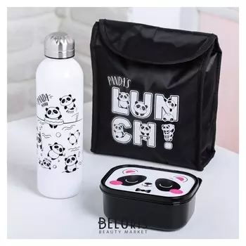 Набор в термосумке «Панда»: ланч-бокс 500 мл, бутылка 600 мл