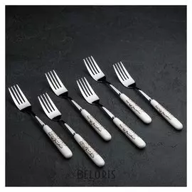 Набор вилок столовых «Золотые цветы», H=18,5 см, 6 шт